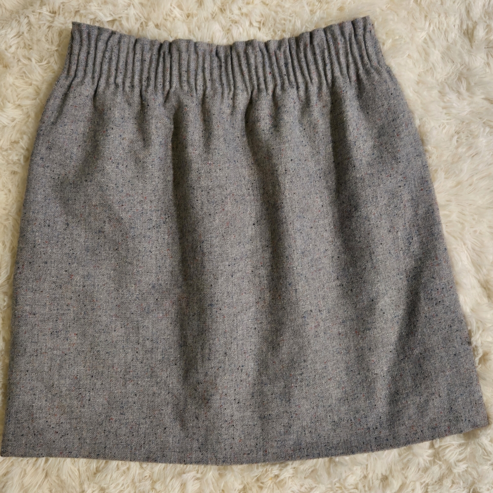 J.CREW Gray Tweed A-Line Skirt Elastic Waist Wool Blend Size 2